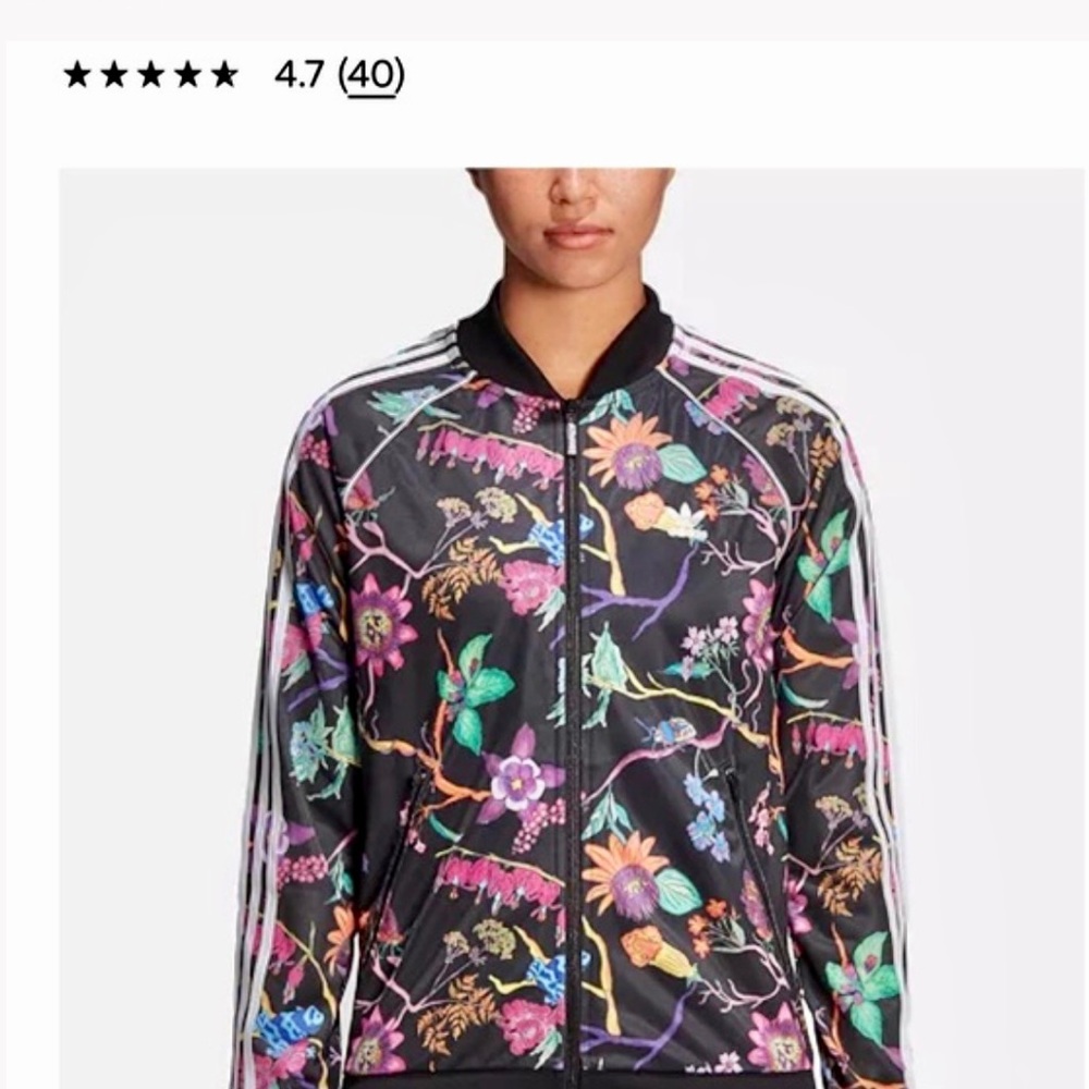 ADIDAS Track Jacket “ Poisonous Garden"
Black Floral Print Size- XS